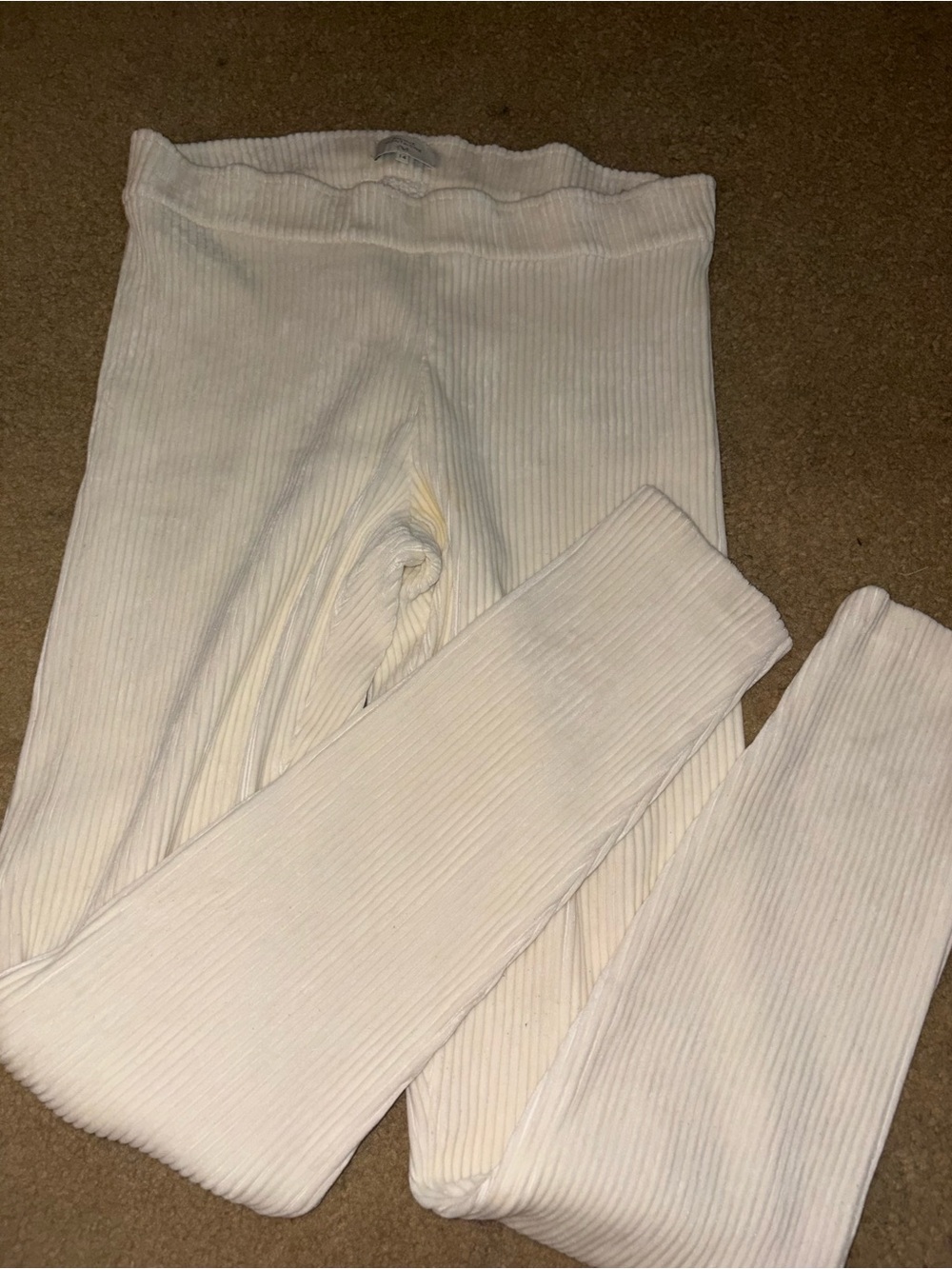 Avenue Montaigne Corduroy Pants Size 14 Stretch Velvet Leggings Bone